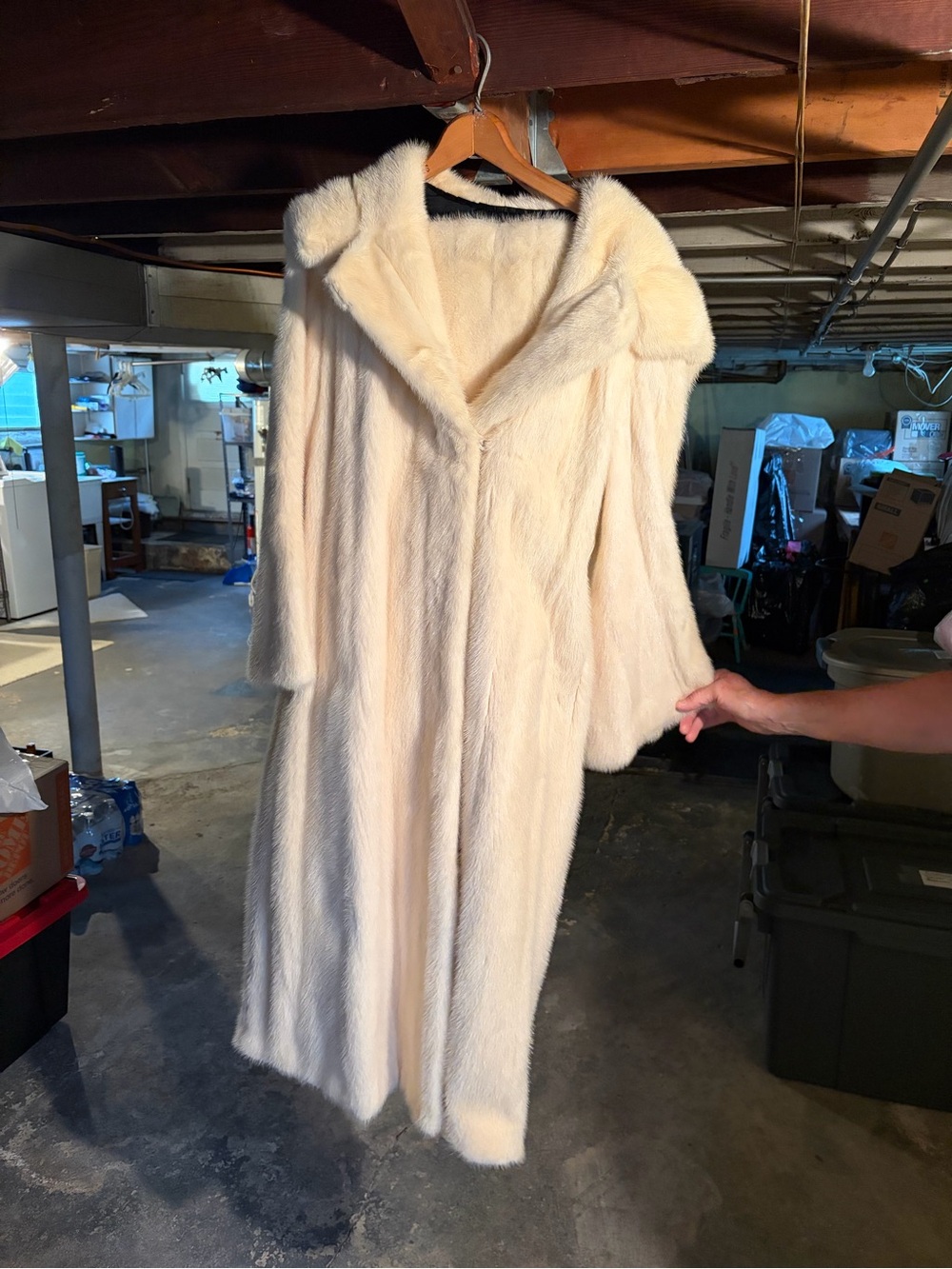 Luxury Cream Long Fur Coat - Women's Elegant Outerwear